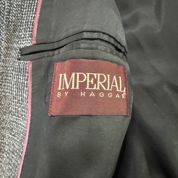 VTG Haggar Imperial Sz 42R Black Gray Plaid Silk Wool Sport Coat Jacket Blazer - Picture 6 of 11